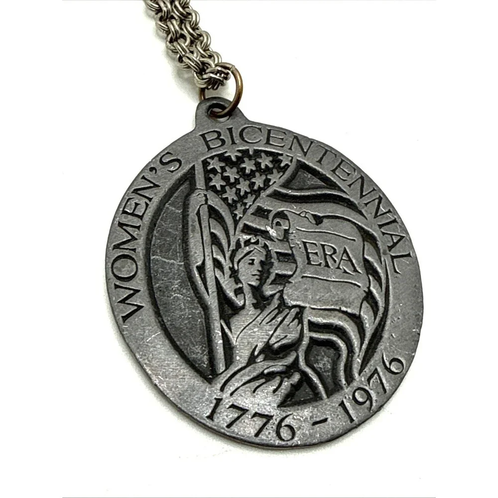 1976 Toni Carabillo Womens Bicentennial ERA Medal Pendant Necklace Feminist 22